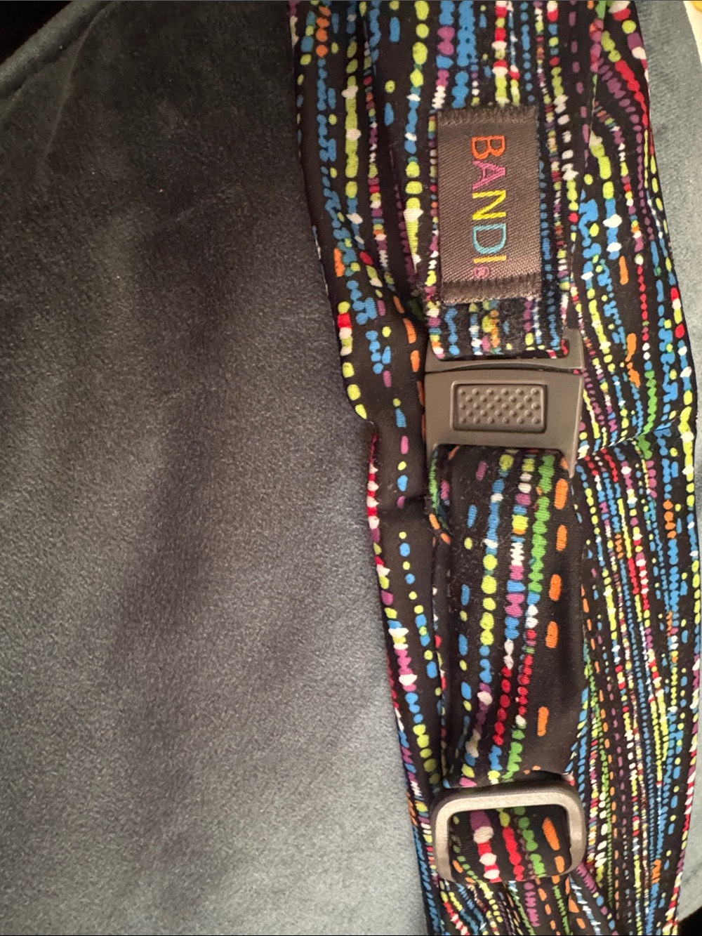 BANDI Men's Black Belt with Multicolor Dot Stripe Accent